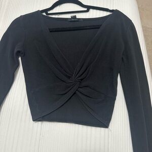 Black Forever 21 Crop Top Long Sleeve
